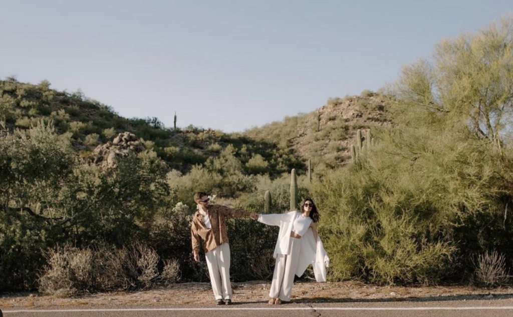 Casual Couple Engagement Photos in the Arizona desert 